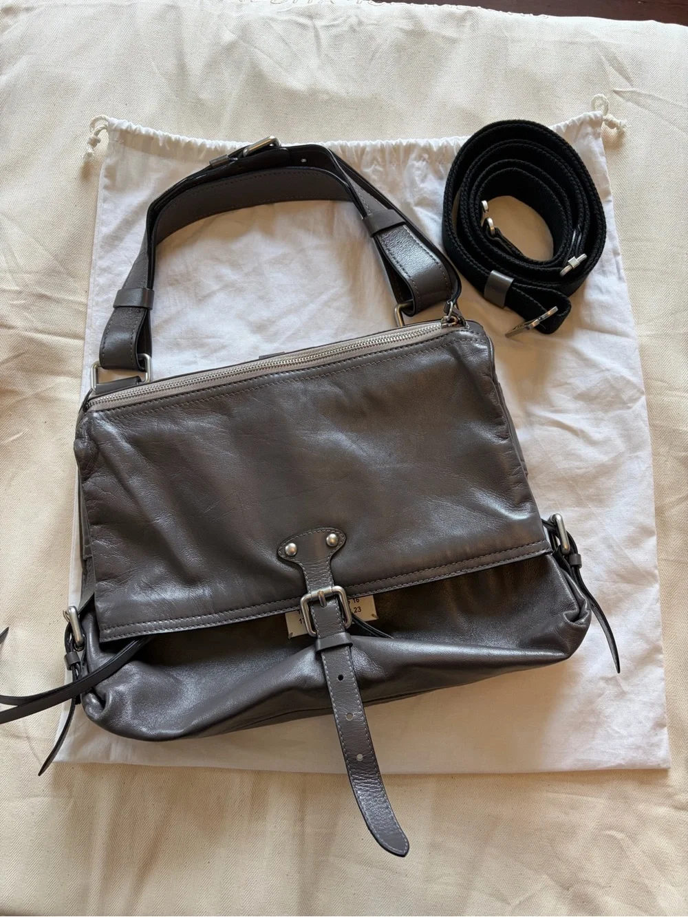 Maison Margiela Gray Leather Messenger Bag